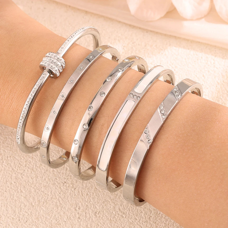 5/1pcs Stainless Steel Stacking Bangles
