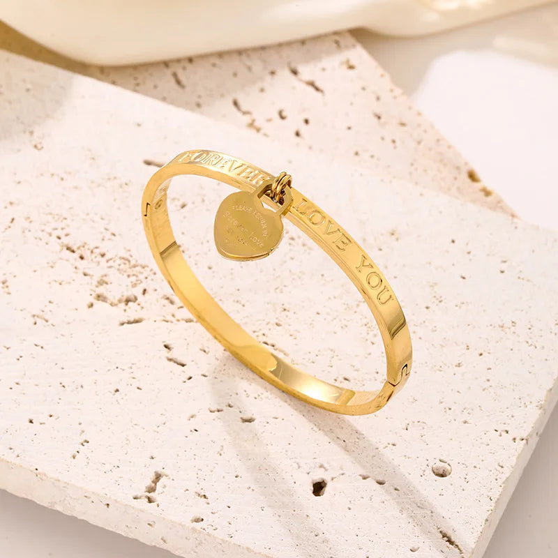 8K Gold Plated Stainless Steel Stackable Bangle Bracelet