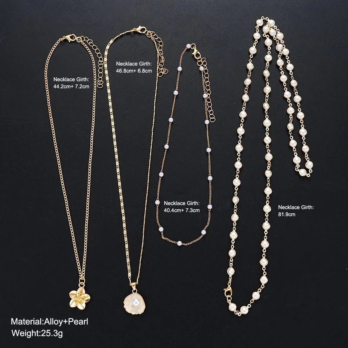 Stacked Pearl Floral Necklaces