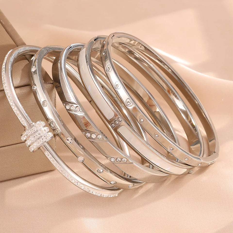 5/1pcs Stainless Steel Stacking Bangles
