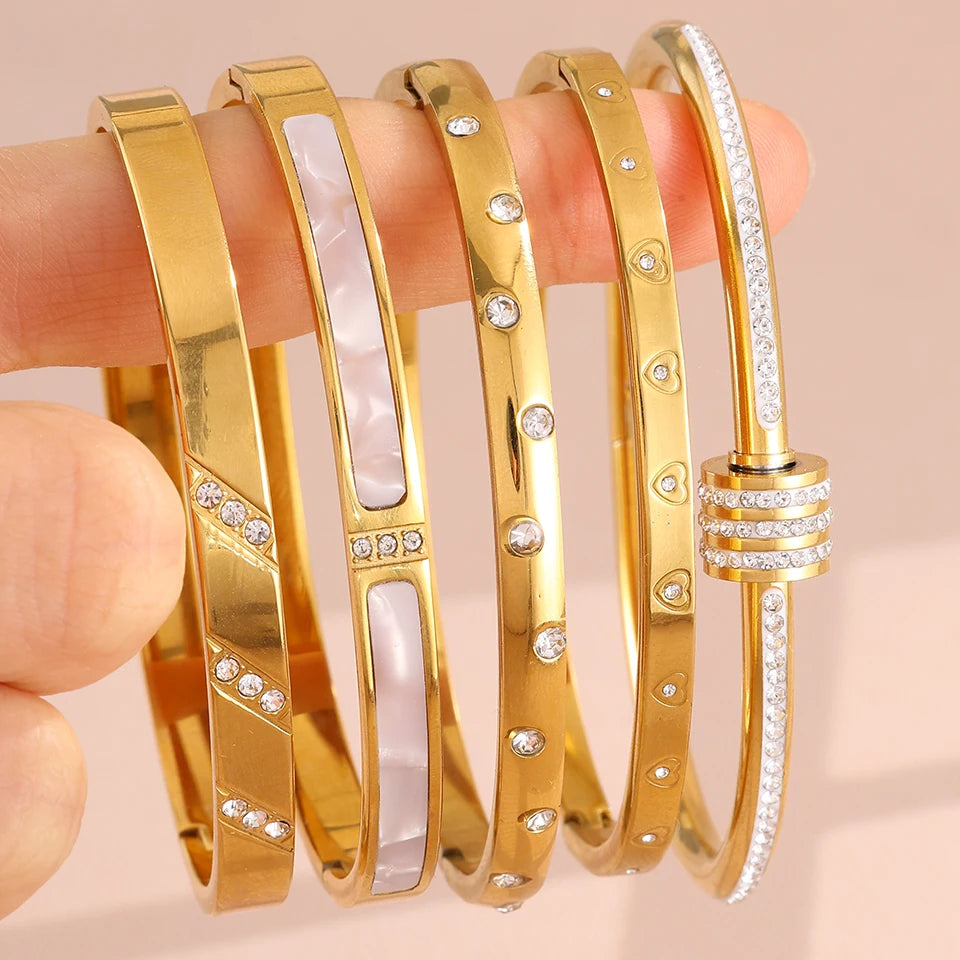 5/1pcs Stainless Steel Stacking Bangles