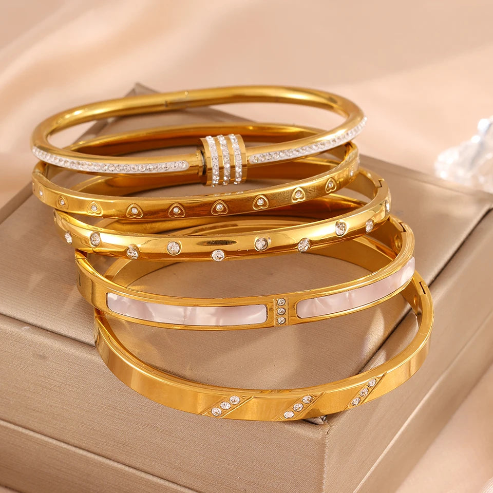 5/1pcs Stainless Steel Stacking Bangles