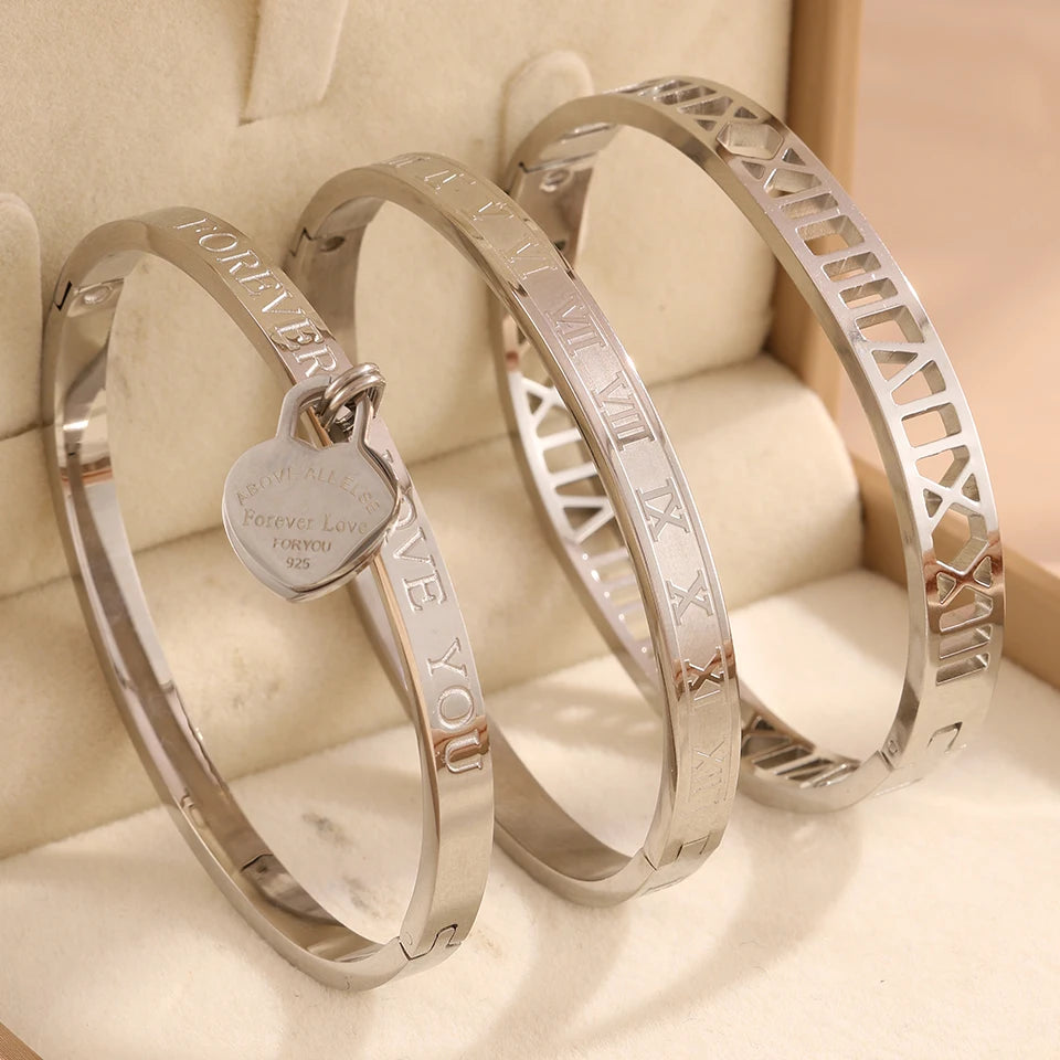 8K Gold Plated Stainless Steel Stackable Bangle Bracelet