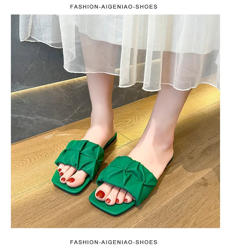 Faux Leather Square Toe Sandals