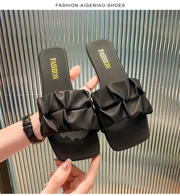 Faux Leather Square Toe Sandals