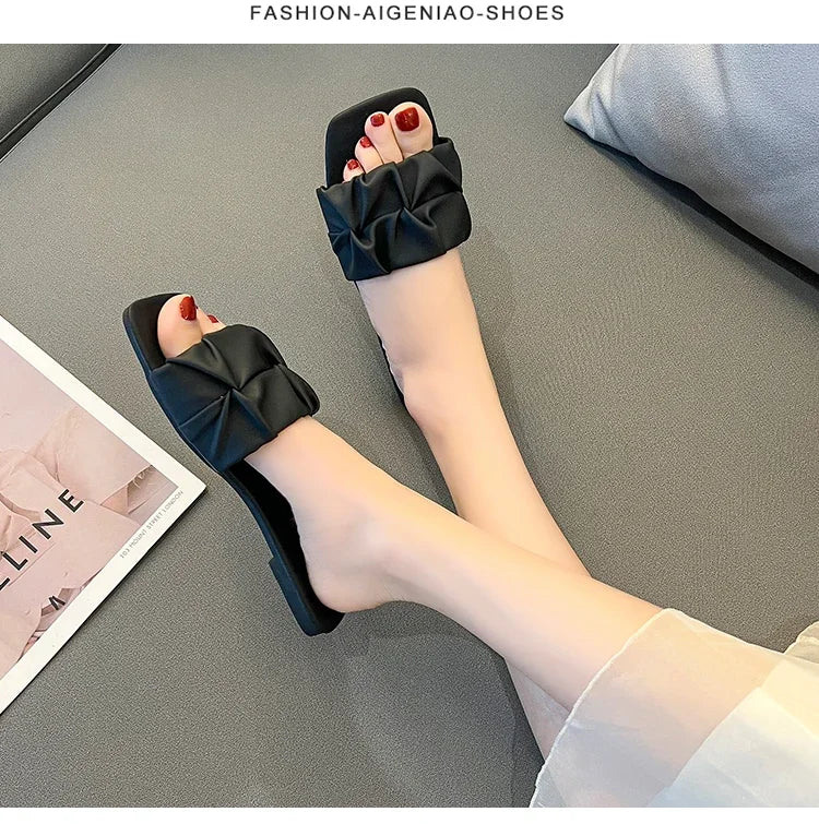 Faux Leather Square Toe Sandals