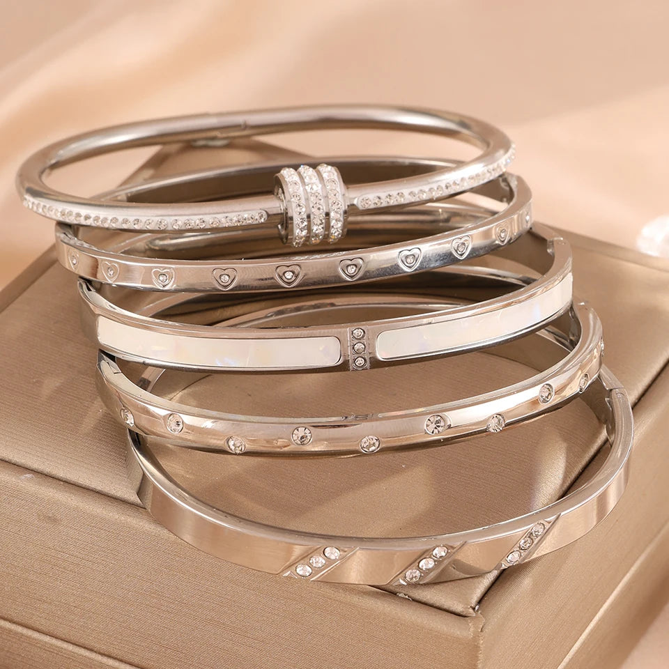 5/1pcs Stainless Steel Stacking Bangles