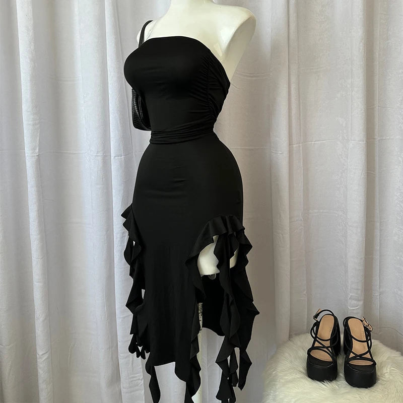 Strapless Floral Fold Hemline Mini Dress