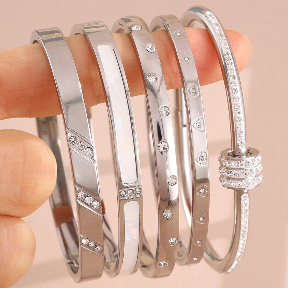 5/1pcs Stainless Steel Stacking Bangles