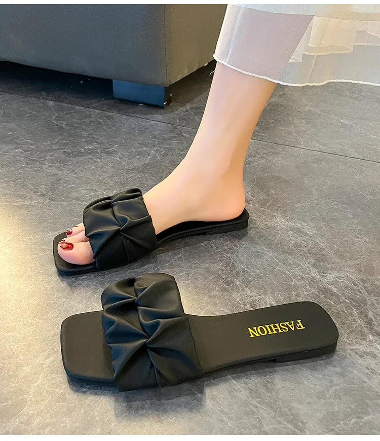 Faux Leather Square Toe Sandals