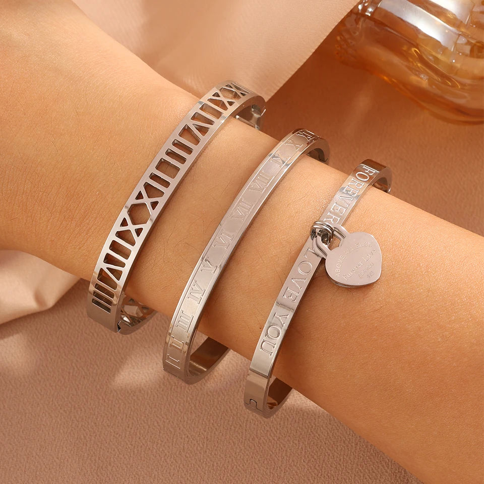 8K Gold Plated Stainless Steel Stackable Bangle Bracelet