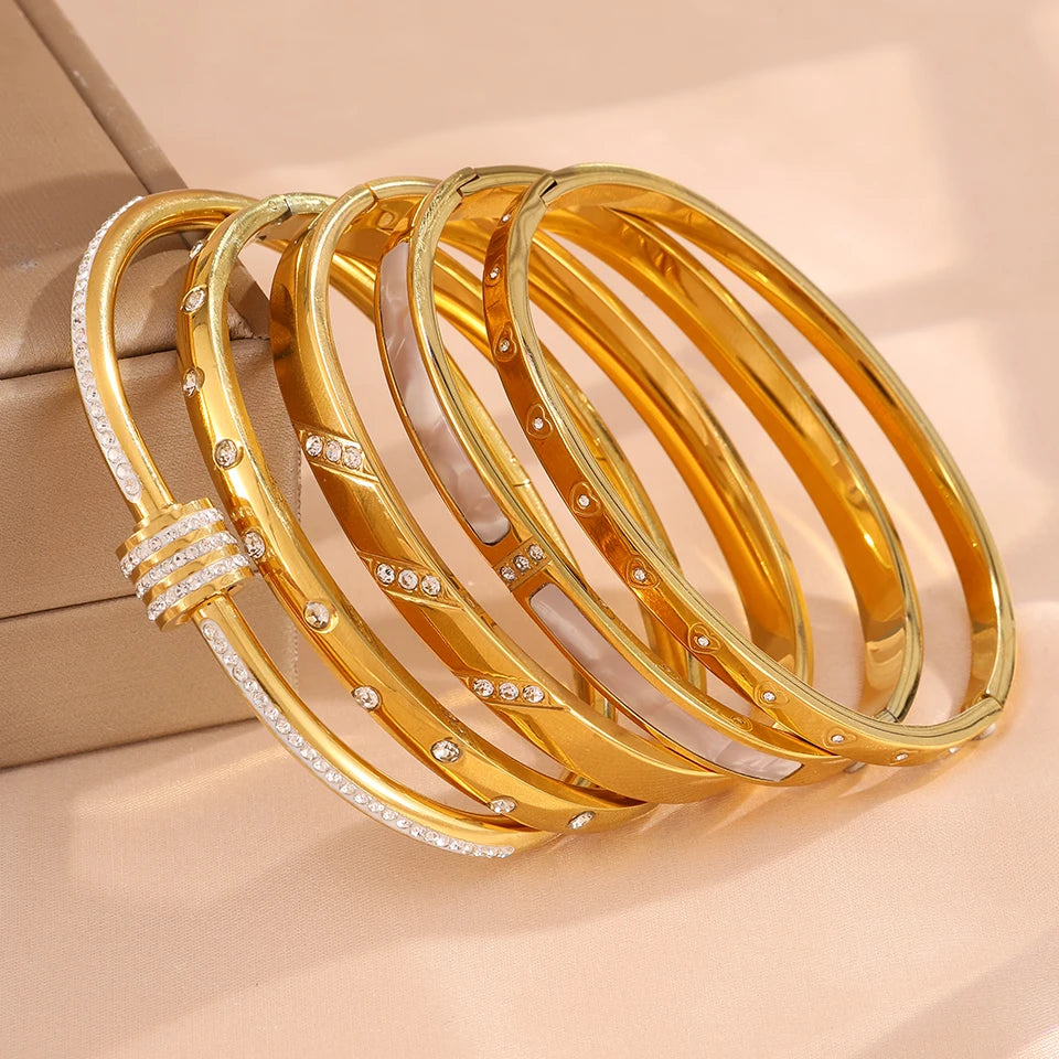 5/1pcs Stainless Steel Stacking Bangles