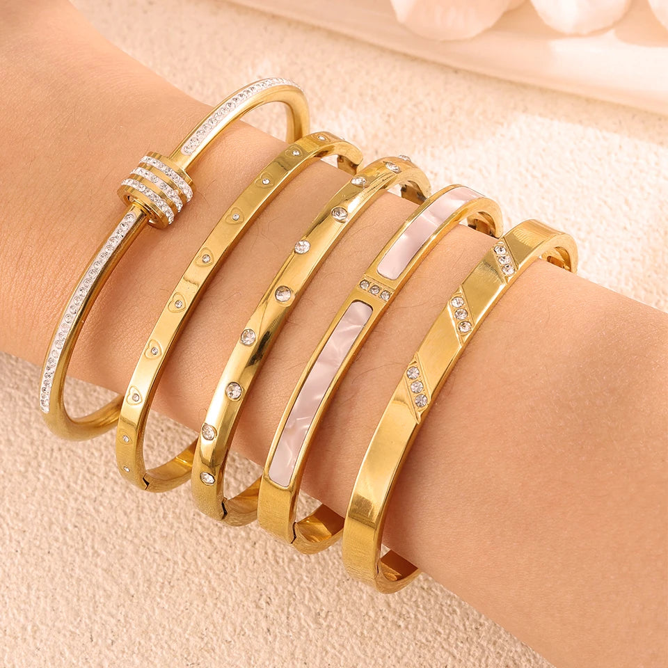 5/1pcs Stainless Steel Stacking Bangles