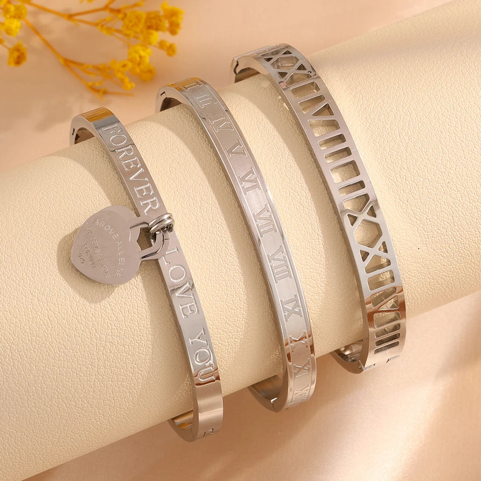 8K Gold Plated Stainless Steel Stackable Bangle Bracelet